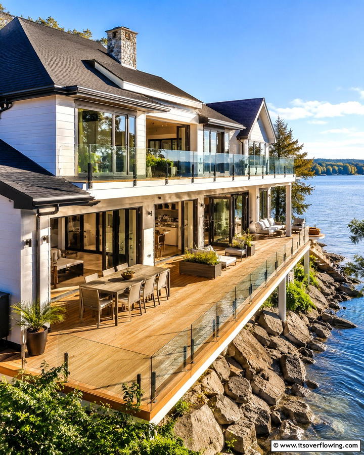 Contemporary Coastal Villa - 30 Houses with Black Roofs- Modern Exterior Design Inspiration