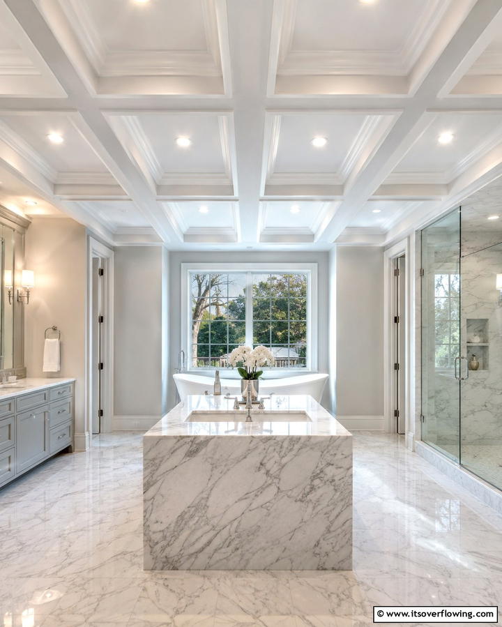Contemporary Coffered Ceiling - 30 Inspiring Bathroom Ceiling Ideas for Modern Homes