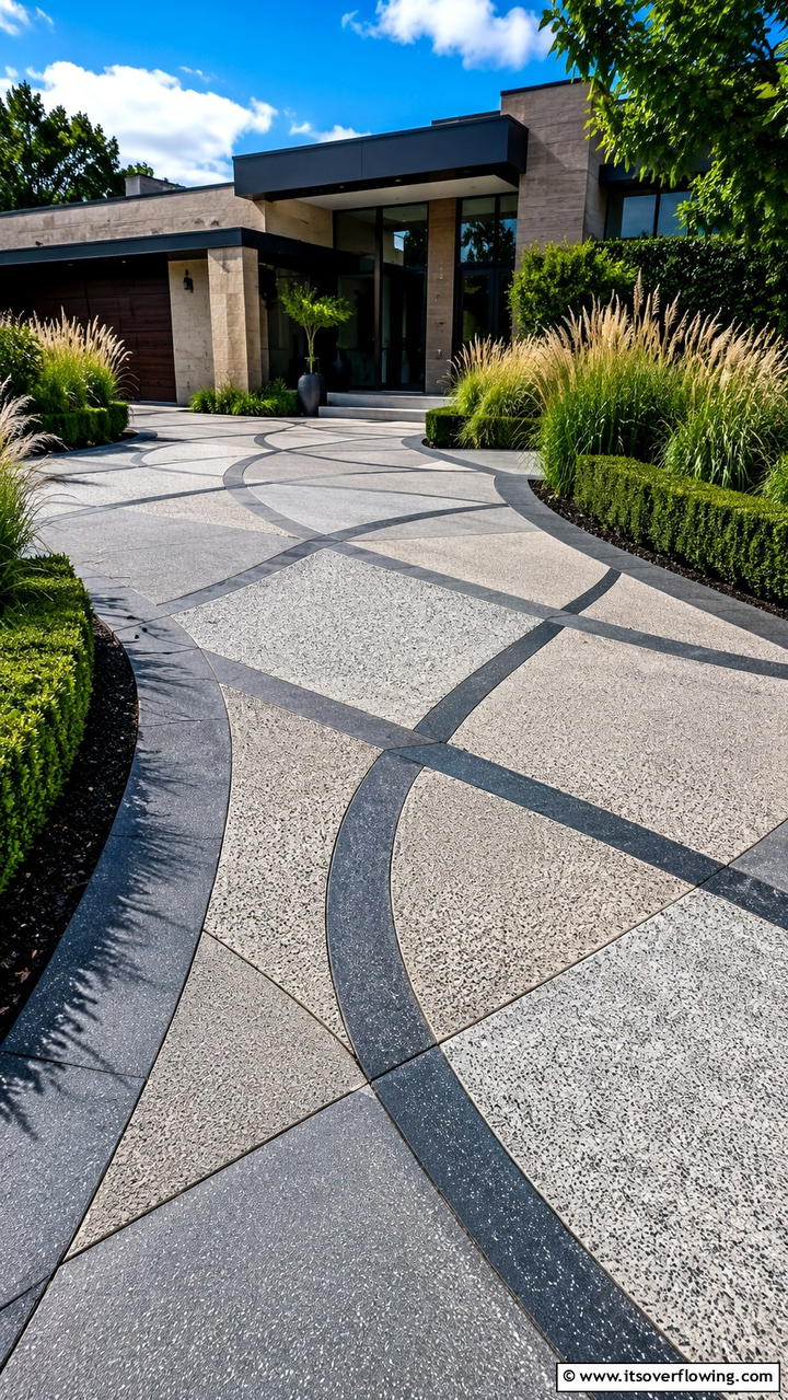 Contemporary Concrete Art - 30 Driveway Landscape Ideas to Boost Curb Appeal