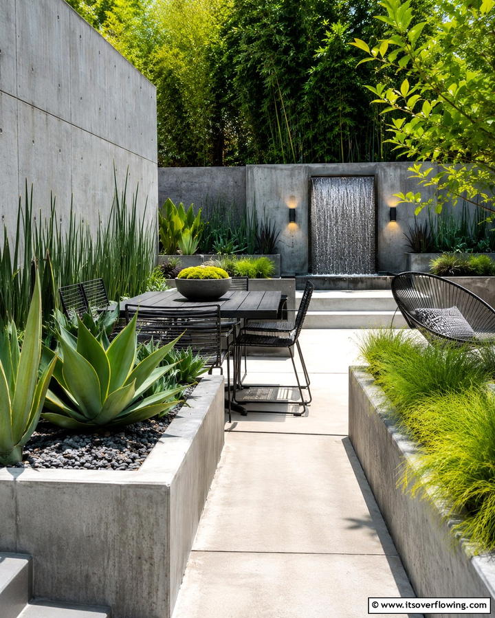 Contemporary Concrete Garden - 30 Patio Garden Ideas for Lush Small-Space Greenery