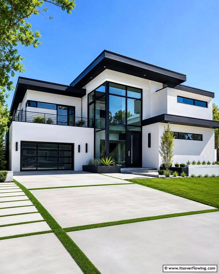 Contemporary Contrast - 25 White Exterior Home with a Black Roof Ideas