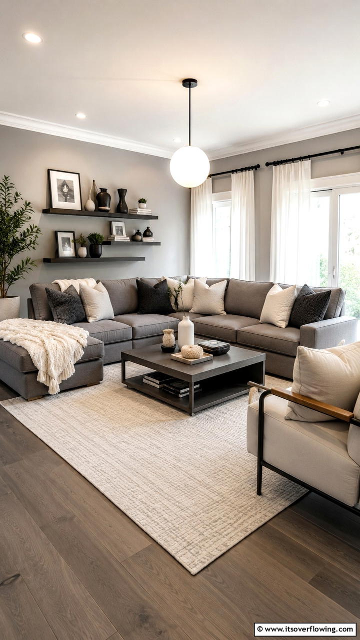 Contemporary Cozy Retreat - 30 Grey and Cream Living Room Ideas- Neutral Elegance