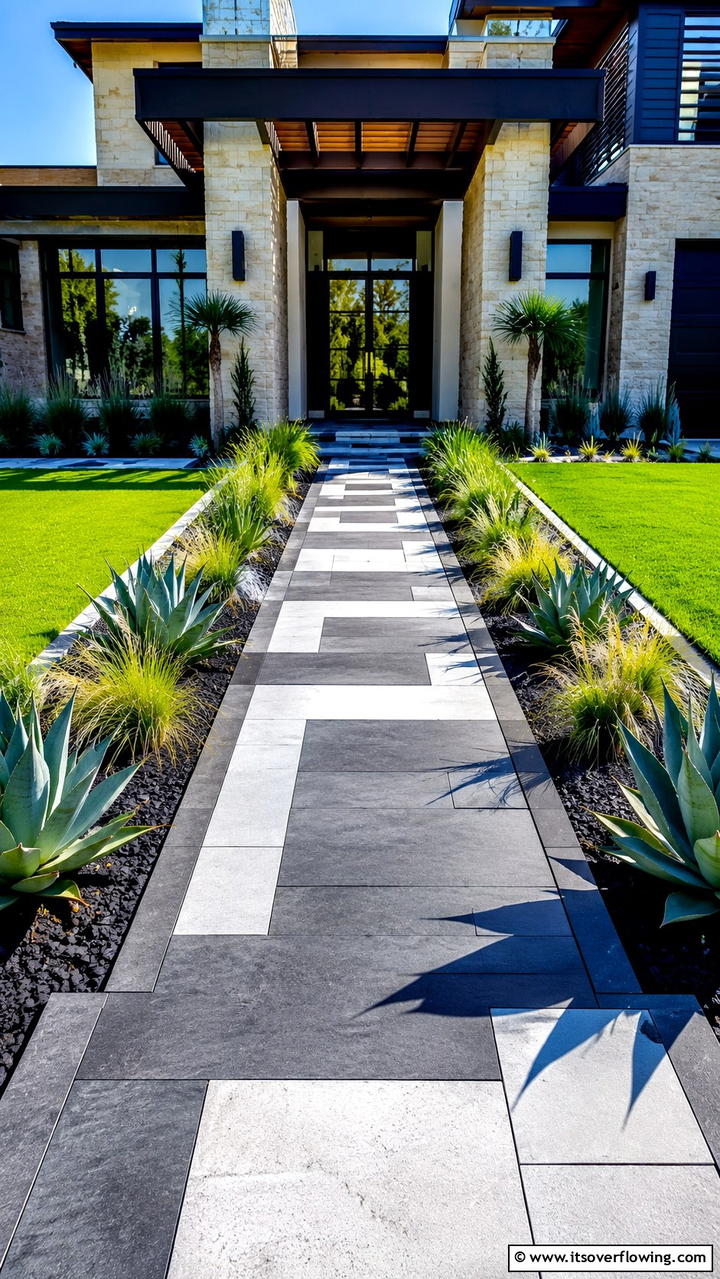 Contemporary Curb Appeal Walkway - 21 Inviting Walkway Ideas to Enhance Your Outdoor Space