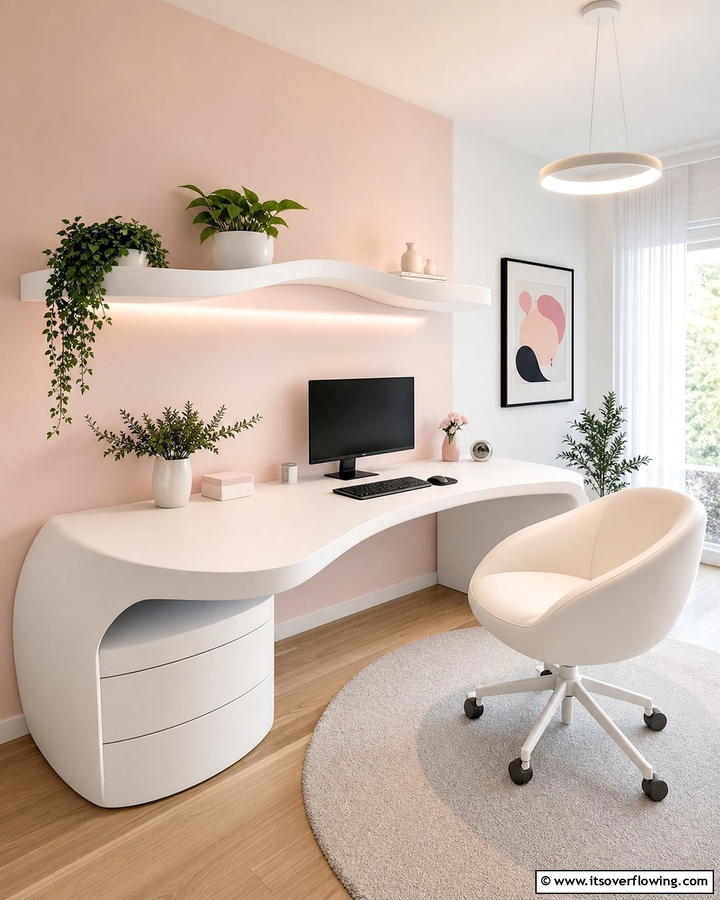 Contemporary Curved Desk - 21 Desk Ideas for Productive & Stylish Home Offices