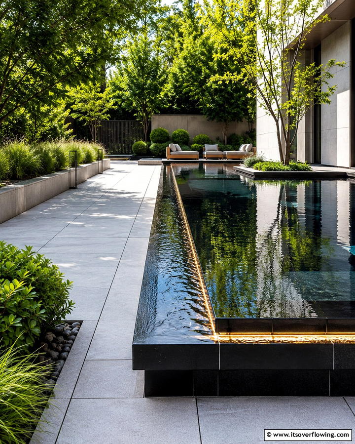 Contemporary Edge Pond - 30 Backyard Pond Ideas for Serene Water Features