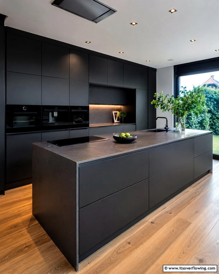 Contemporary Edge with Matte Finishes - 25 Kitchen With Black Appliances for a Sleek and Modern Look