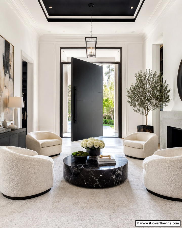 Contemporary Elegance - 25 White House Ideas with Black Doors for Contrast