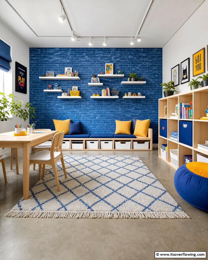 Contemporary Flair with Blue Brick Wallpaper - 25 Brick Wallpaper Ideas to Transform Your Interior Spaces