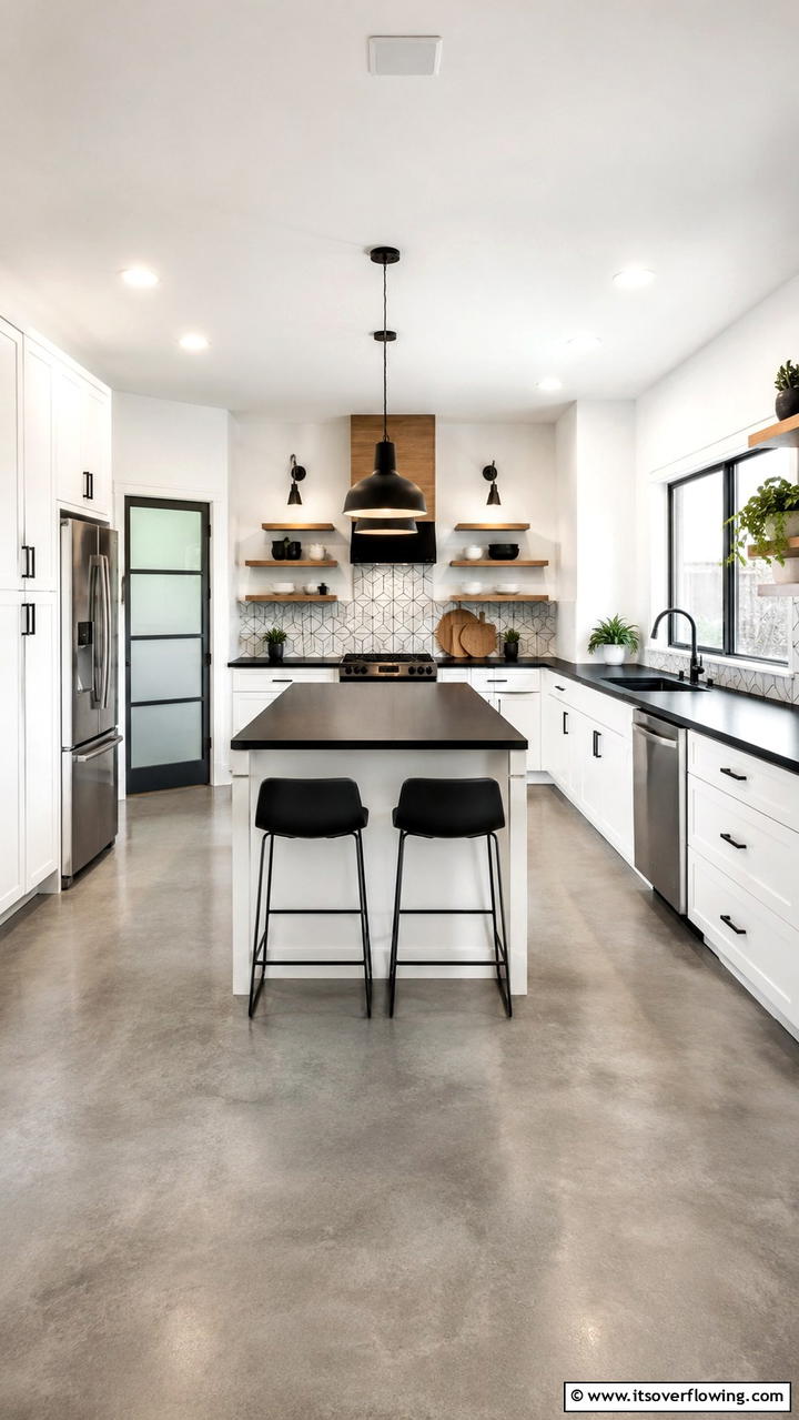 Contemporary Flair - 21 White Kitchen with Black Countertops Design Ideas