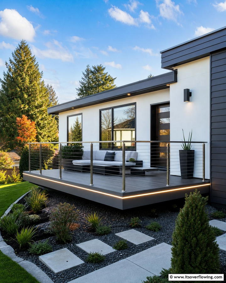 Contemporary Floating Porch - 20 Raised Ranch Front Porch Ideas for Curb Appeal