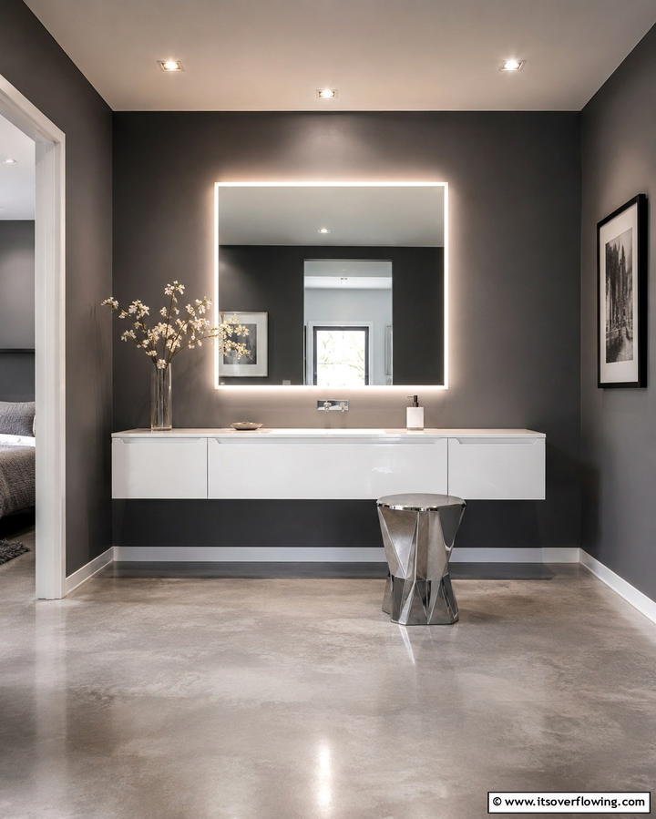 Contemporary Floating Vanity Concept - 30 Bedroom Vanity Ideas for Chic and Functional Dressing Areas