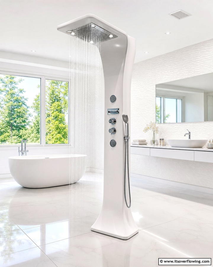 Contemporary Freestanding Look - 21 Bathroom Shower Ideas to Upgrade Your Daily Routine