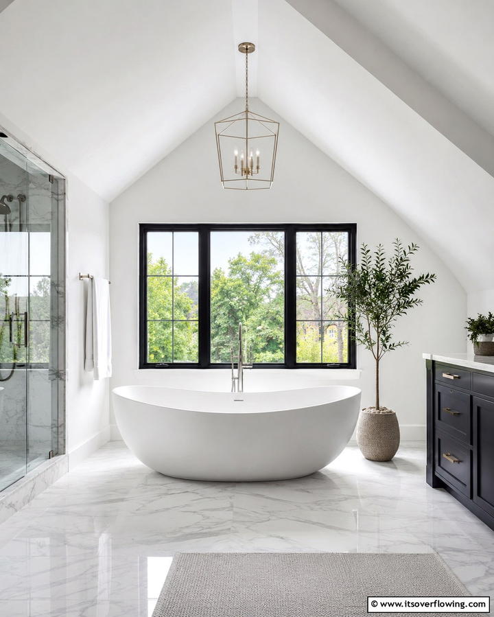 Contemporary Freestanding Tub - 30 Attic Bathroom Ideas for Space-Saving Luxury