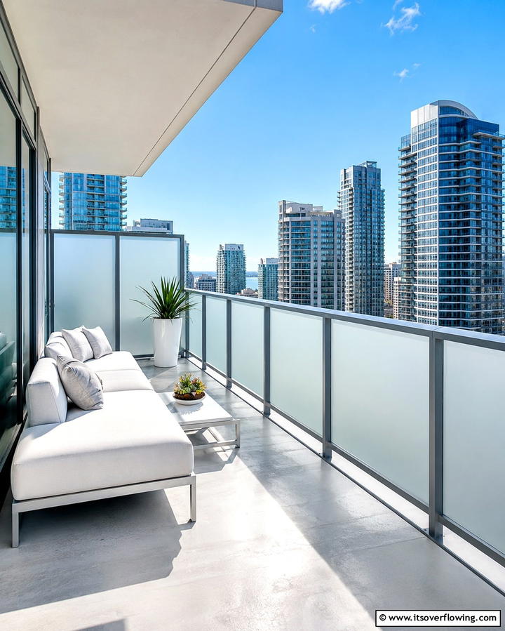 Contemporary Frosted Glass Panels - 30 Balcony Privacy Ideas for Secluded Outdoor Spaces