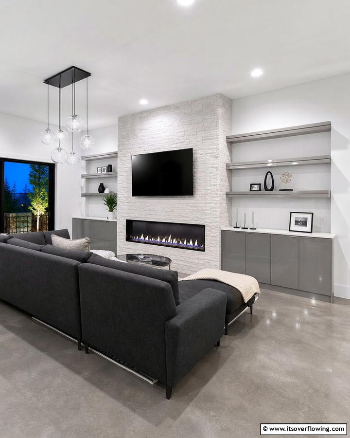 Contemporary Gas Glow - 21 Cozy and Modern Fireplace Ideas for Every Home Style