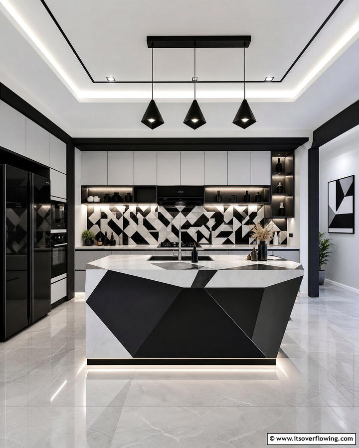 Contemporary Geometric Counter Design - 30 Kitchen Counter Decor Ideas to Elevate Your Space