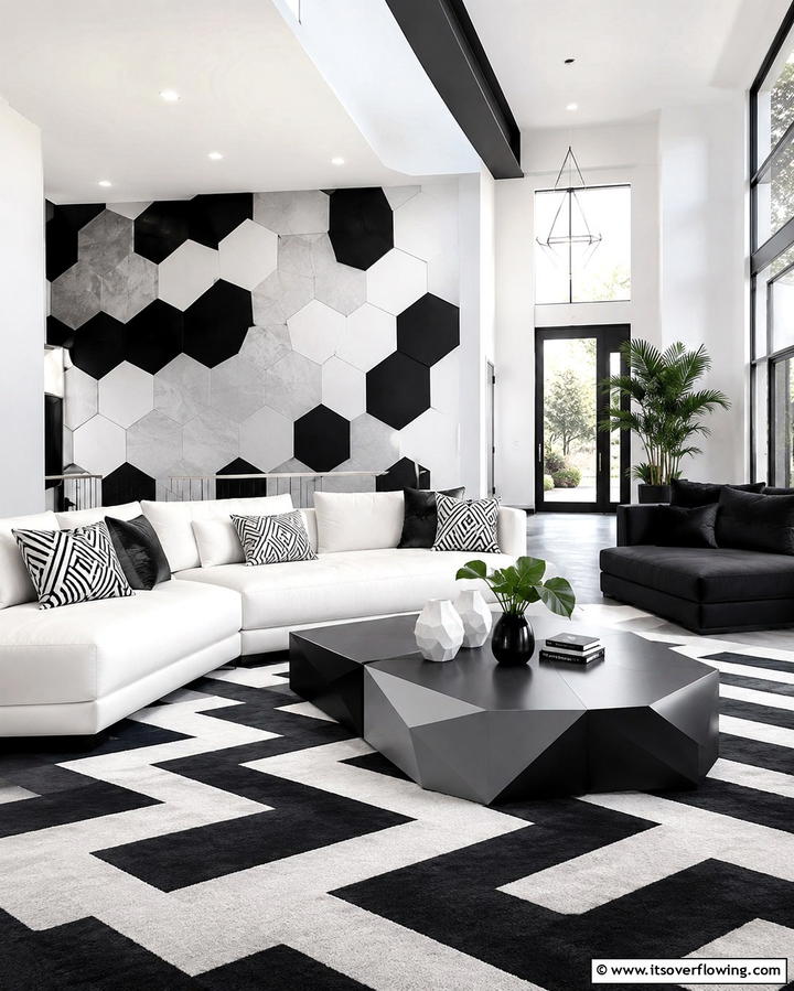 Contemporary Geometric Patterns - 30 Pinterest Living Room Decor Ideas for 2024 Trends