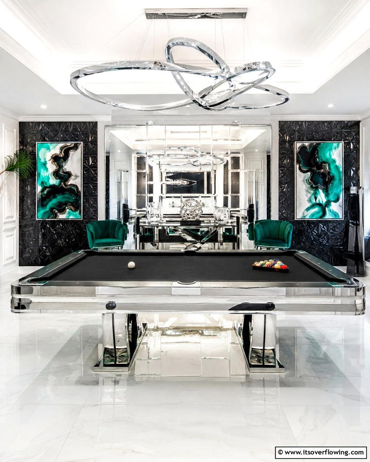 Contemporary Glam Pool Table Room - 25 Pool Table Room Ideas for the Ultimate Game Room