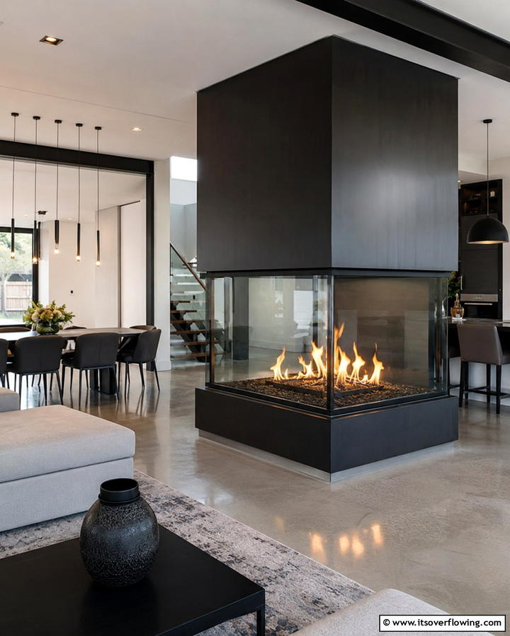 Contemporary Glass Enclosed Corner Gas Fireplace - 25 Cozy Corner Gas Fireplace Ideas for Your Home