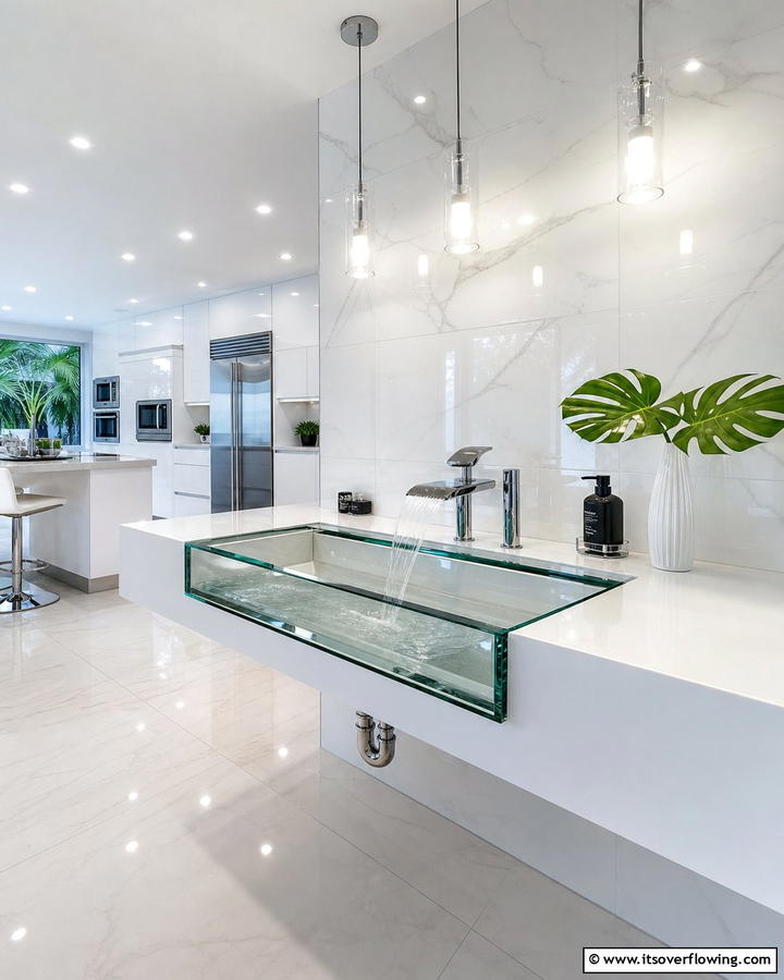 Contemporary Glass Front Sink - 30 Kitchen Sink Ideas Combining Function and Style