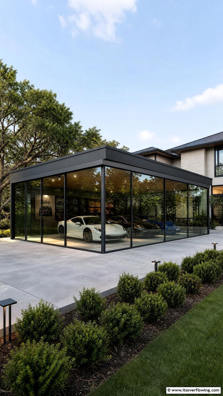 Contemporary Glass Garage - 25 Detached Garage Ideas for Extra Storage and Style