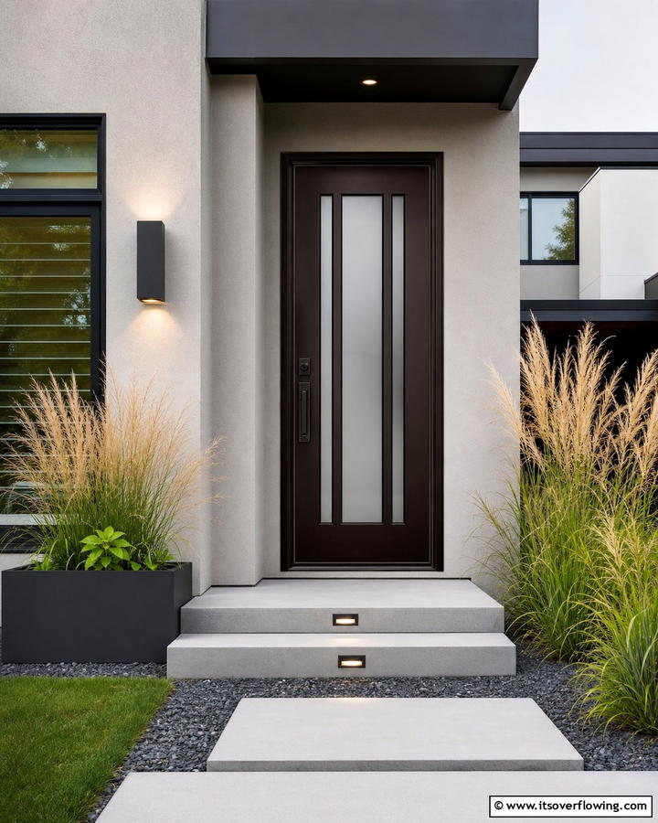 Contemporary Glass Inserts - 25 Stylish Brown Front Door Ideas for Your Home