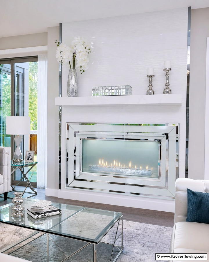 Contemporary Glass Inserts - 21 Fireplace Decor Ideas to Style Your Mantel Year-Round