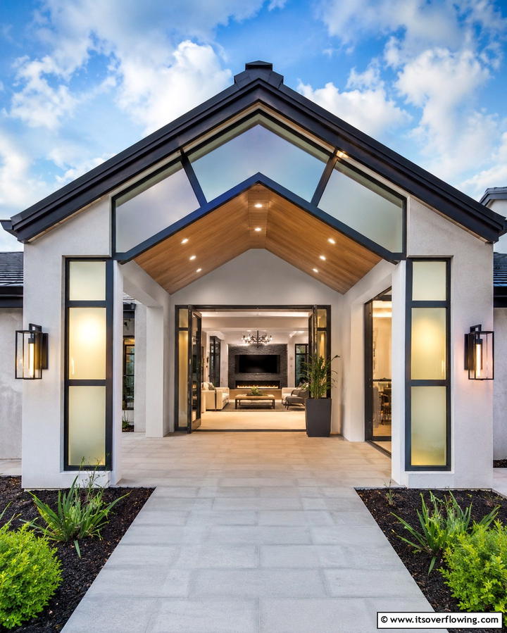 Contemporary Glass Panels - 25 Open Gable Porch Ideas for a Welcoming Entrance