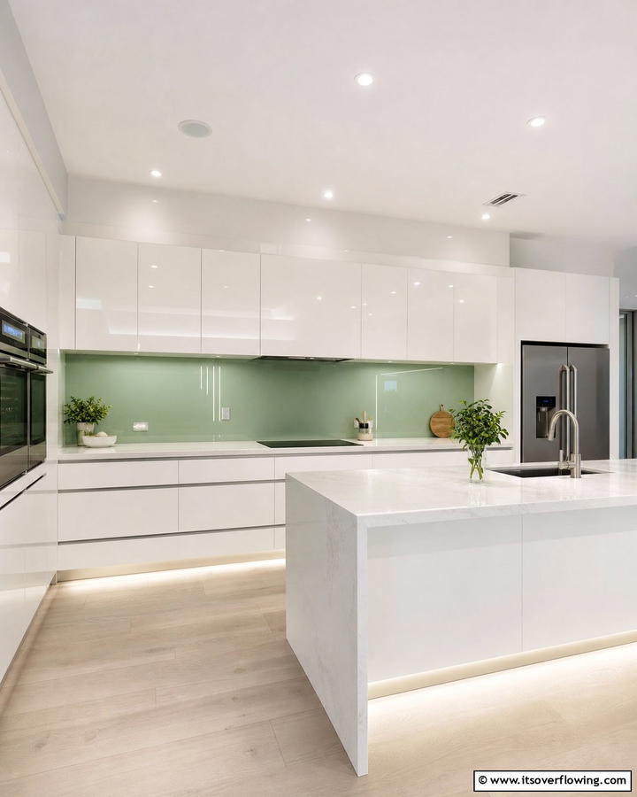 Contemporary Glass Panels - 21 Kitchen Backsplash Ideas for Striaking Visual Impact
