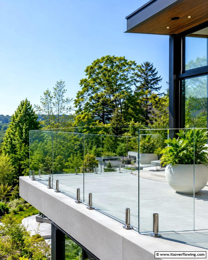 Contemporary Glass Railings - 30 Barndominium Front Porch Ideas for Rustic Charm