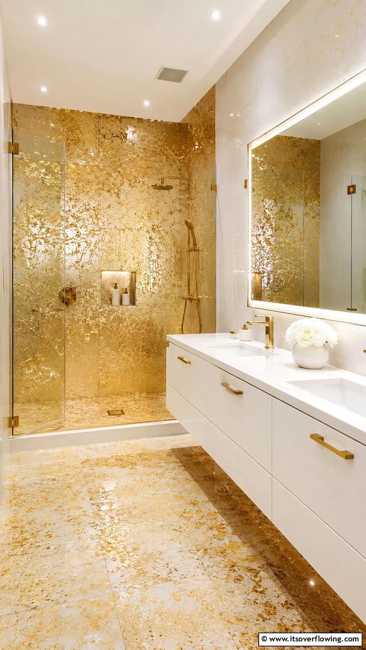 Contemporary Gold Bathrooms - 30 Gold Bathroom Ideas for Luxurious, Modern Spaces