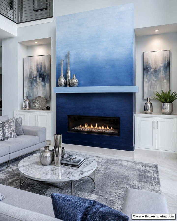 Contemporary Gradient Shift - 30 Fireplace Paint Color Ideas for a Fresh Update