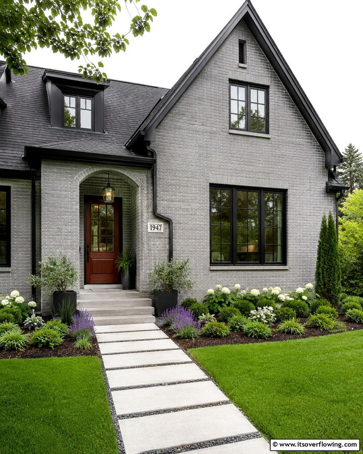 Contemporary Gray Brick Exterior - 25 Painted Brick Houses Ideas for a Fresh Look