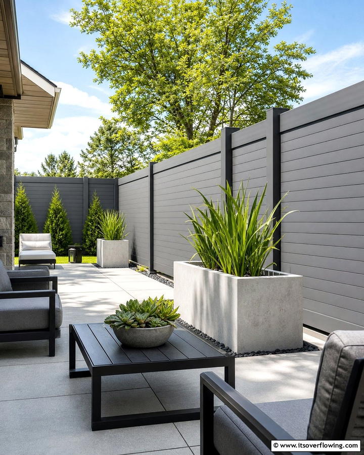 Contemporary Gray Vinyl Fence - 25 Vinyl Fence Colors to Enhance Your Outdoor Space