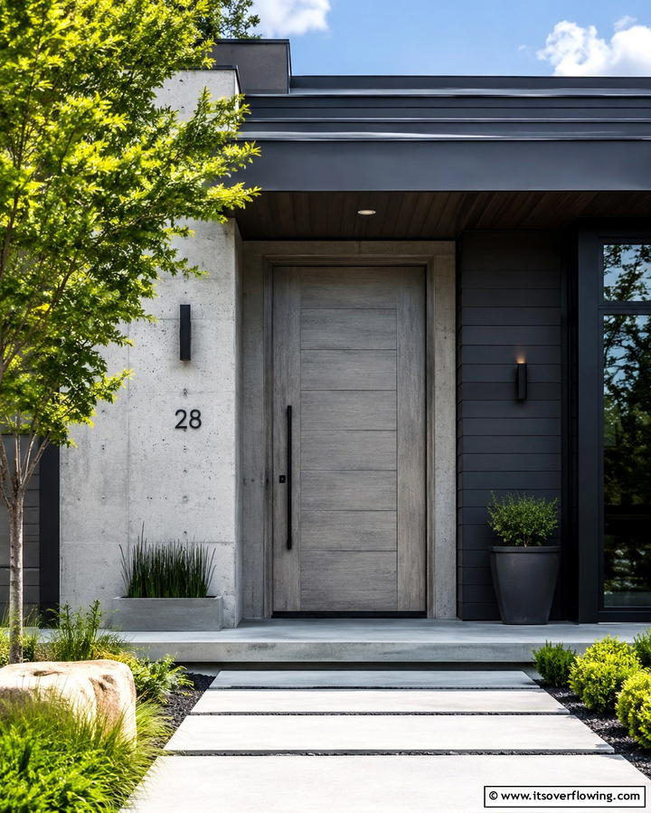 Contemporary Gray Wash - 25 Stained Front Door Ideas for Curb Appeal