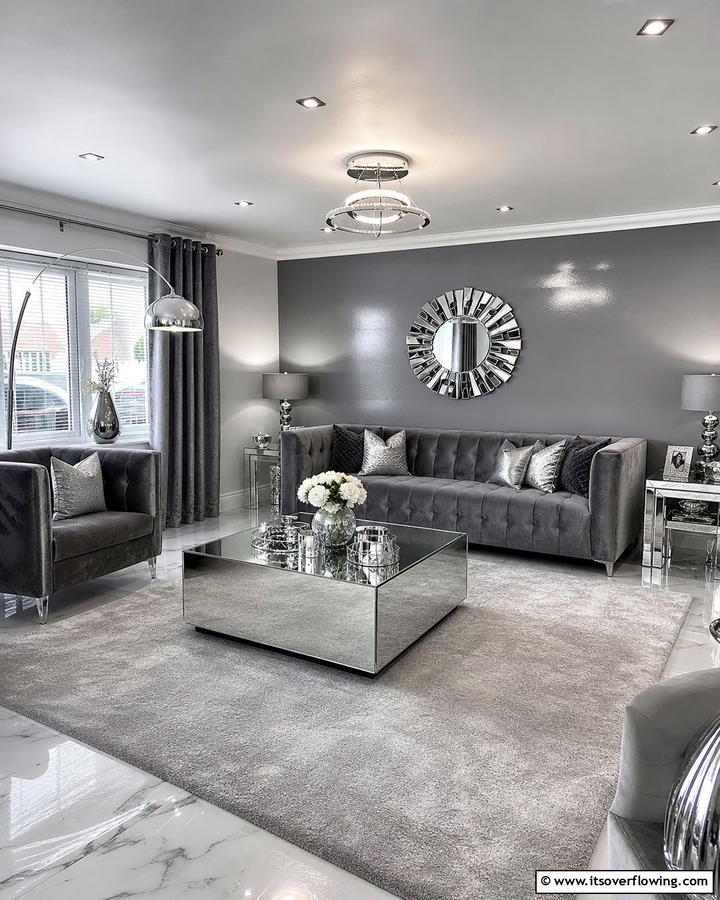 Contemporary Gray with Metallic Touches - 21 Gray Living Room Ideas to Elevate Neutral Decor