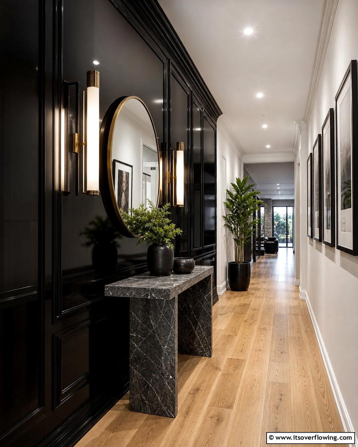 Contemporary Hallway Accent - 25 Black Accent Wall Ideas for a Dramatic Statement
