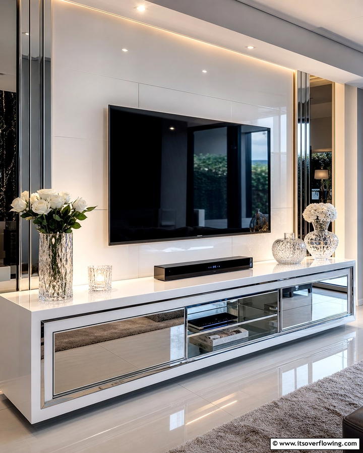 Contemporary High Gloss TV Stand - 25 TV Stand Ideas to Complement Your Home Decor