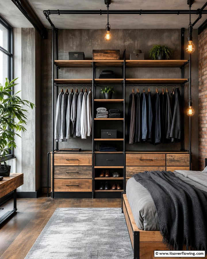 Contemporary Industrial Style - 21 Space-Saving Built-In Wardrobe Ideas for Organized Homes