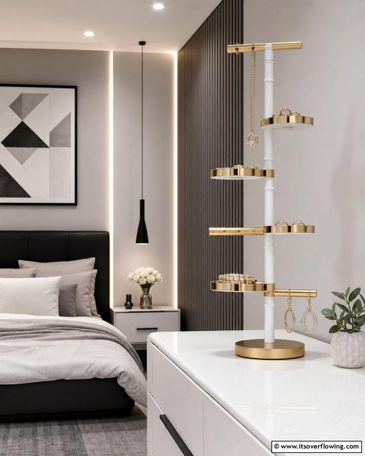 Contemporary Jewelry Tower - 30 Clever Jewelry Storage Ideas to Keep Accessories Tidy
