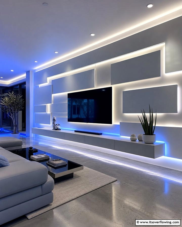 Contemporary LED Backlit Wall - 21 Innovative Blank Wall Ideas to Maximize Your Space