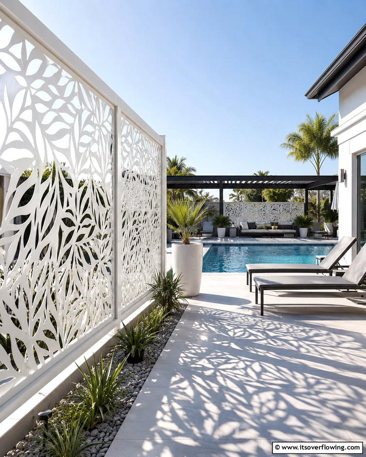 Contemporary Laser Cut Decorative Panels - 30 Decorative Fence Ideas to Enhance Your Yard’s Aesthetic