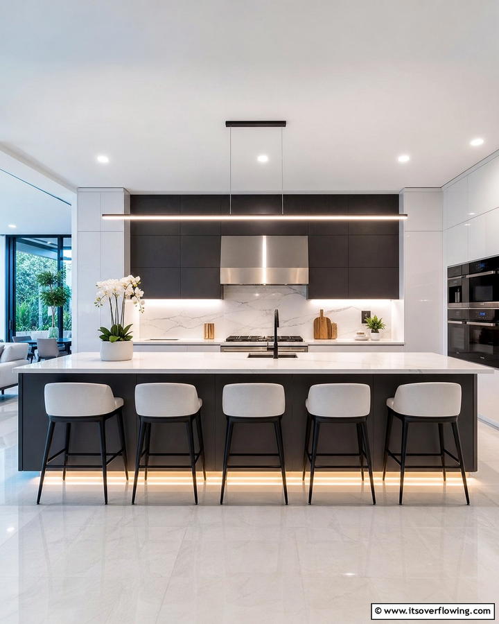 Contemporary Linear Brilliance - 30 Kitchen Island Lighting Ideas to Illuminate Your Space