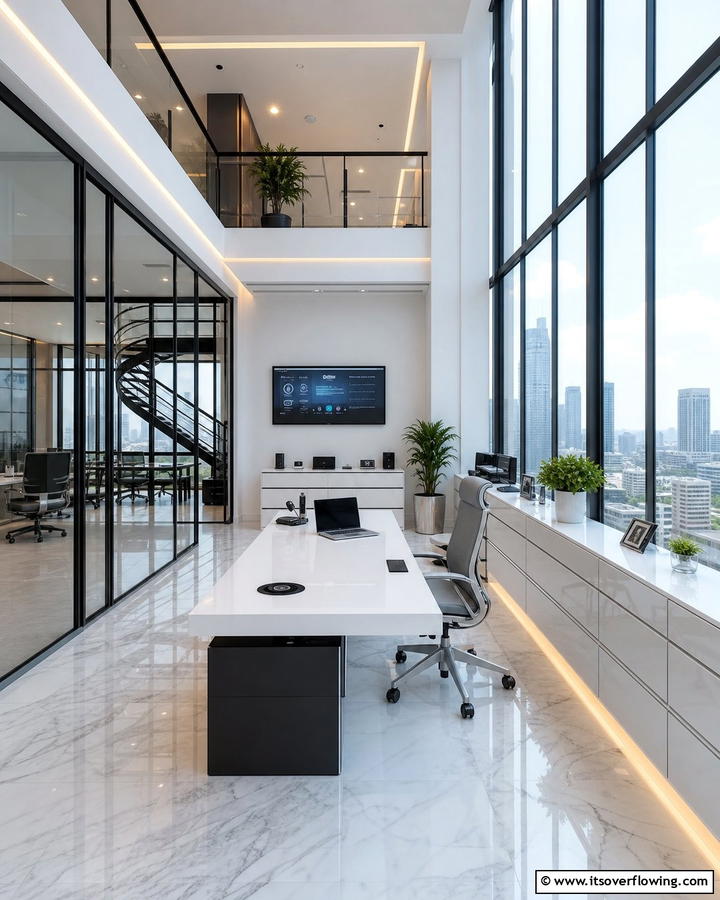 Contemporary Loft Office - 20 Loft Office Ideas for a Productive Workspace
