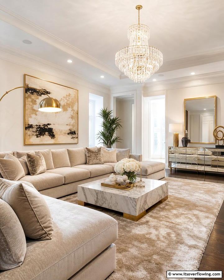 Contemporary Luxe Comfort - 21 Aesthetic Living Room Ideas for a Stylish & Cozy Retreat