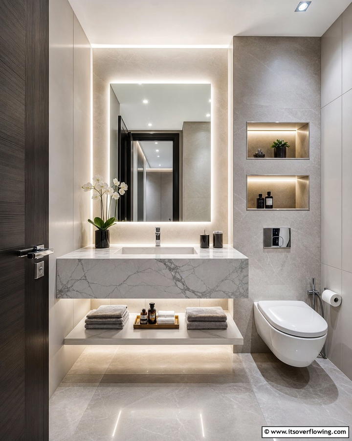 Contemporary Luxe Powder Room - 21 Powder Room Designs for Stylish Small Bathroom Spaces
