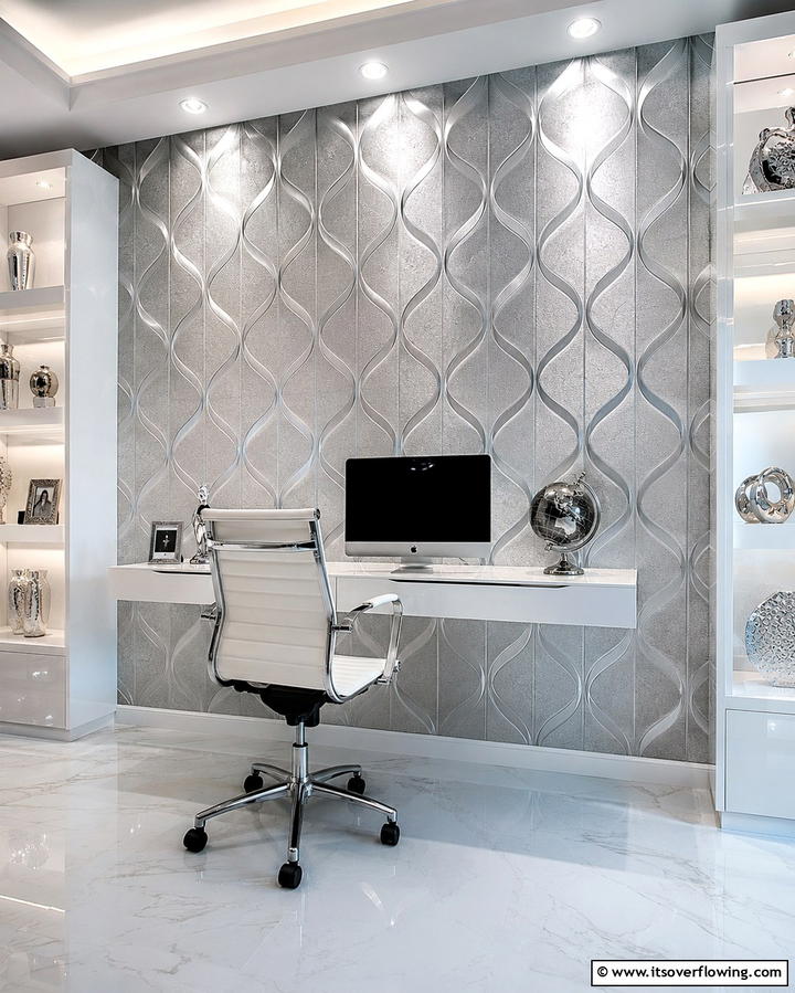 Contemporary Metallic Shine - 30 Office Wallpaper Ideas for a Productive Workspace