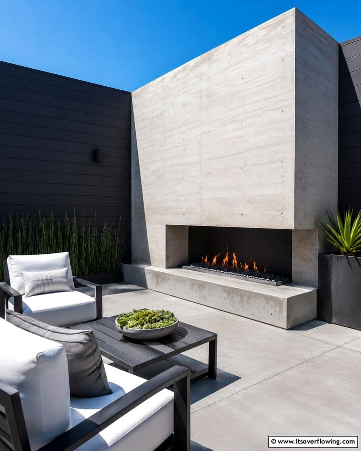 Contemporary Minimalist Fireplace Design - 25 Outdoor Corner Fireplace Ideas for Cozy Nights