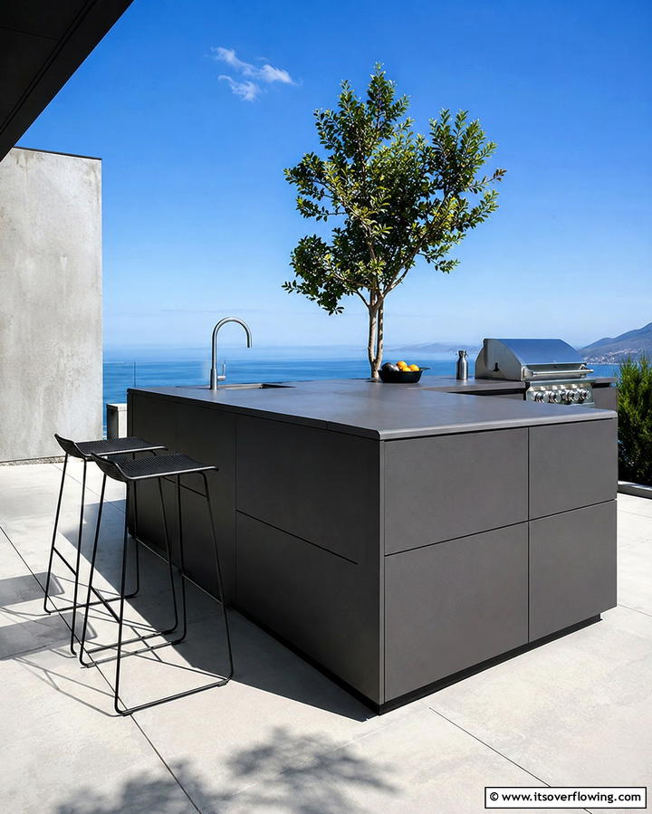 Contemporary Minimalist Island - 25 Outdoor Kitchen Island Ideas for Entertaining