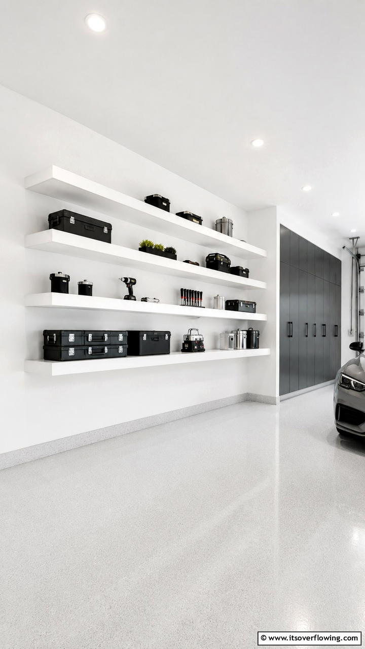 Contemporary Minimalist Shelves - 30 Garage Shelving Ideas for Clutter-Free Storage